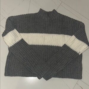 Zara Charcoal and Cream Turtleneck Sweater